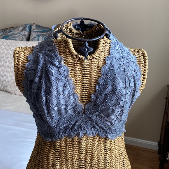 Free People Gray Lace Halter Bralette Size-Small - Picture 8 of 10
